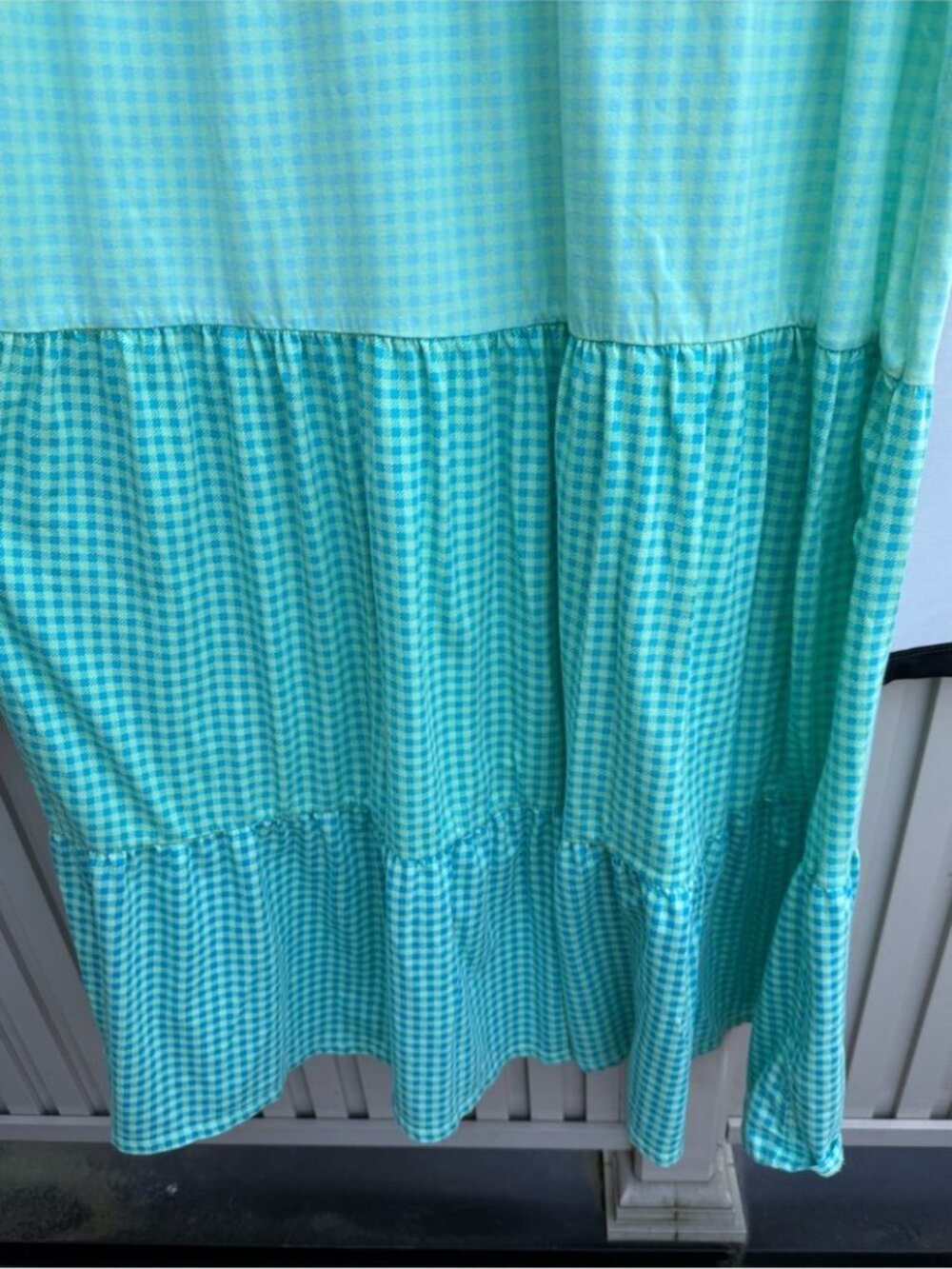 LANDS’ END green gingham check tiered maxi tank dress size XL/18 - Picture 5 of 8